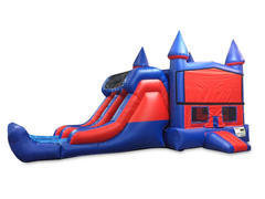 Power Rangers 7' Double Lane Dry Slide With Bounce House
