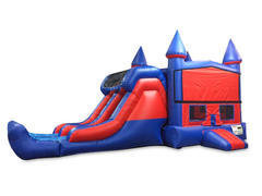 Atlanta Braves 7' Double Lane Dry Slide With Bounce House