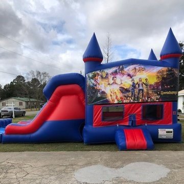 Goosebumps 7' Double Lane Dry Slide With Bounce House