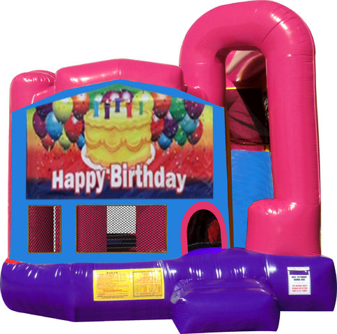 Happy Birthday Cake 4N1 Bounce House Combo (Pink)