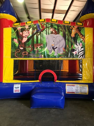 Jungle Bounce House With Basketball Goal