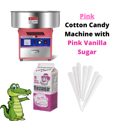 Pink Cotton Candy Machine With Pink Vanilla Sugar