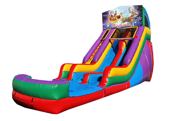 Santa and Rudolph 18' Double Lane Water Slide