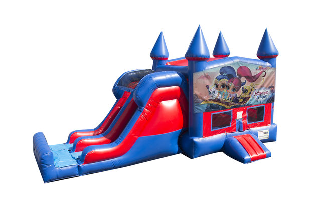 Shimmer and Shine 7' Double Lane Dry Slide With Bounce House
