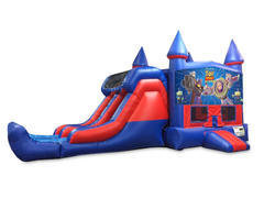 Toy Story 7' Double Lane Dry Slide With Bounce House