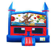 Curious George Birthday Bounce House With Basketball Goal