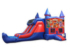 Lilo & Stitch 7' Double Lane Dry Slide With Bounce House