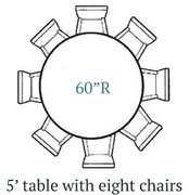 5 Ft Round Table (1) With Chairs (8)