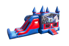 How to Train Your Dragon 7' Double Lane Dry Slide With Bounce House
