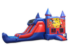 Incredibles 7' Double Lane Dry Slide With Bounce House