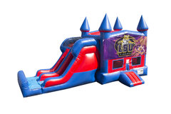 LSU Tigers 7' Double Lane Dry Slide With Bounce House