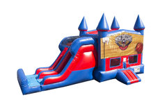 Pelicans Basketball 7' Double Lane Dry Slide With Bounce House
