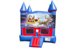 Santa and Rudolph Bounce House with Basketball Goal