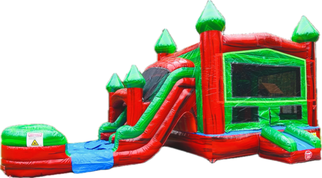 Red Ruby Dual Lane Bounce House Combo (WET)