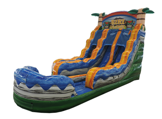 18ft Tiki Plunge Double Lane Water Slide With Inflated Pool