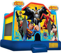 A Justice League Inflatable bounce house