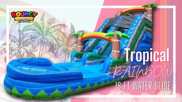 TROPICAL RAINBOW 18 FT WET/DRY SLIDE WITH POOL