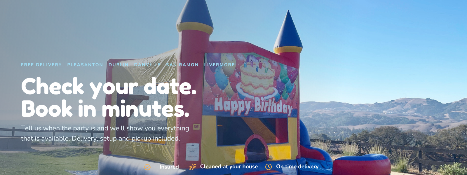 Bounce house homepage hero banner with