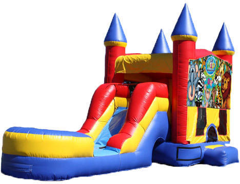 5-in-1 Castle Combo with Slide - Wild Kingdom (Dry)