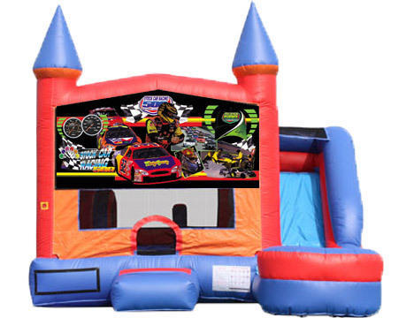 6-in-1 Castle Combo with Slide (Wet) - Race Cars