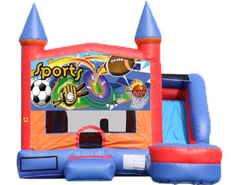 6-in-1 Castle Combo with Slide - Sports (Dry)