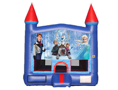 Blue & Red Castle Bounce House - Frozen Snow Day