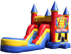 5-in-1 Castle Combo with Slide - Birthday Cake (Dry)
