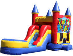 5-in-1 Castle Combo with Slide (Wet) - Birthday Cake