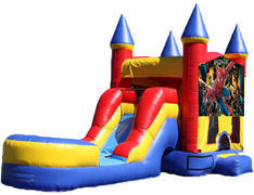 5-in-1 Castle Combo with Slide (Wet) - Spiderman