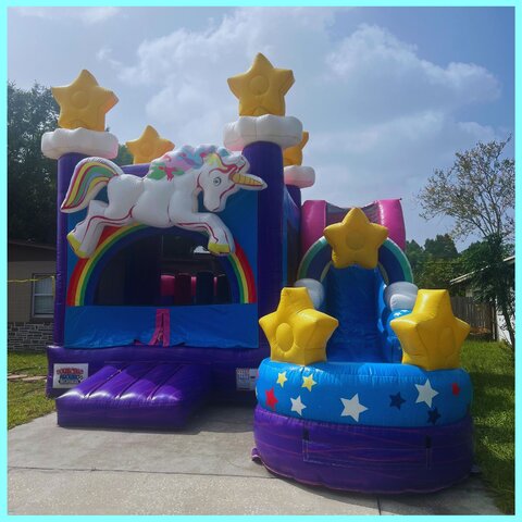 Unicorn Bounce House with Slide 