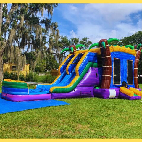 Tropical Bounce House with Slides