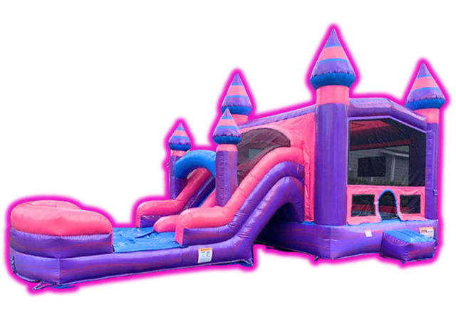 Pink Purple Marble Bounce House with Slide