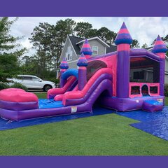Pink Purple Marble Bounce House with Slide