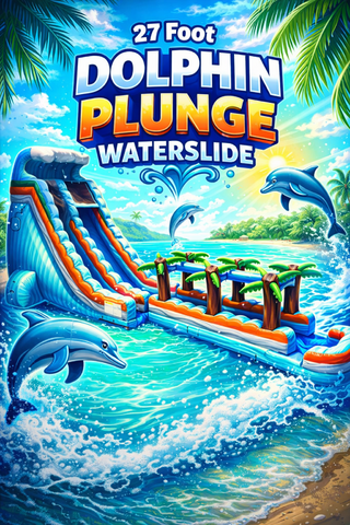 27ft Dolphin Plunge Single Lane Slide w/ Slip and Slide