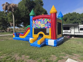 Happy Birthday Bounce House (ComboWet/Dry)