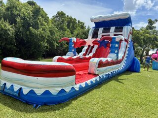 20ft Stars And Stripes Extended Dual Lane Slide with Pool