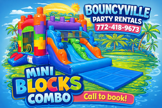 Mini Blocks Toddler Bounce House with Slide