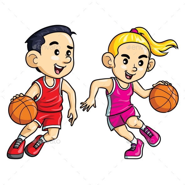 kids playing basketball cartoon