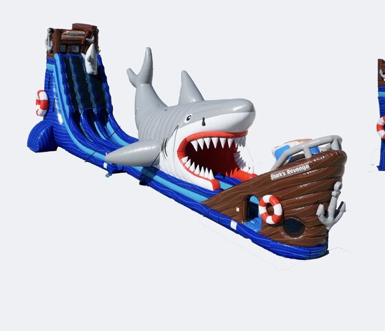 30FT Shark's Revenge Dual Lane with Slip n Slide