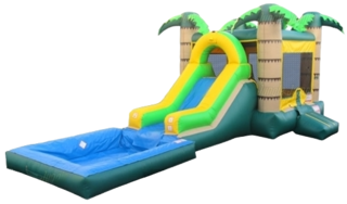 Large Tropical Bounce House Combo With Pool