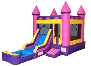 Pink Bounce House Combo With Pool