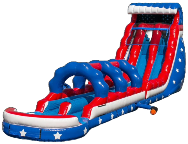 22' Stars & Stripes Dual Lane Water Slide and Slip n Slide