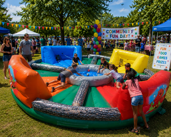 Giant Hungry Hippos inflatable interactive game rental for Hays County events