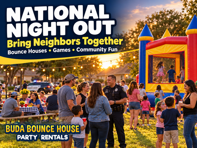 National Night Out entertainment rentals in Hays County Texas from Buda Bounce House Party Rentals