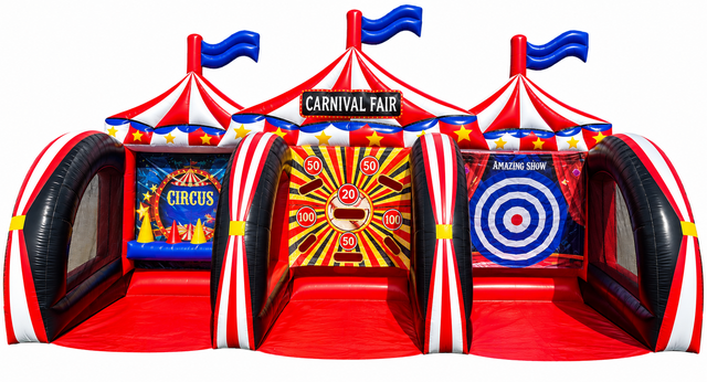 Carnival Arena 3n1 B Axe Throw, Frisbee, Knock Me Out