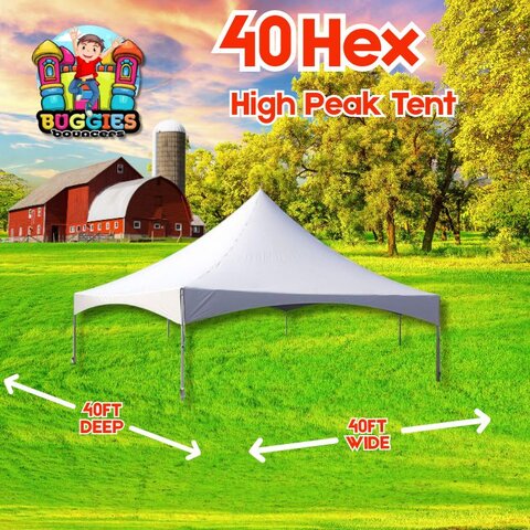 40' Hexagon Premium High Peak Party Tent, White