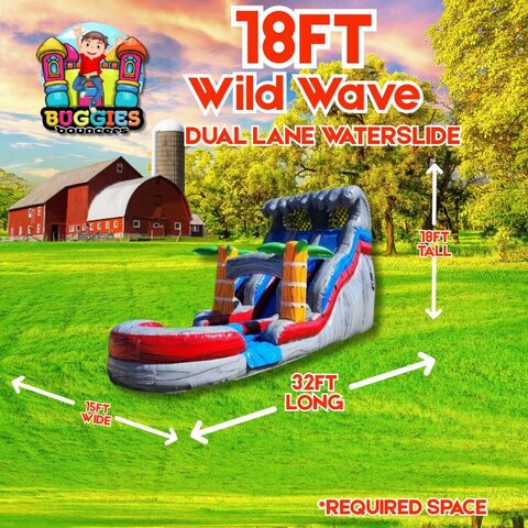 18 Ft Wild Wave Dual Lane Water Slide