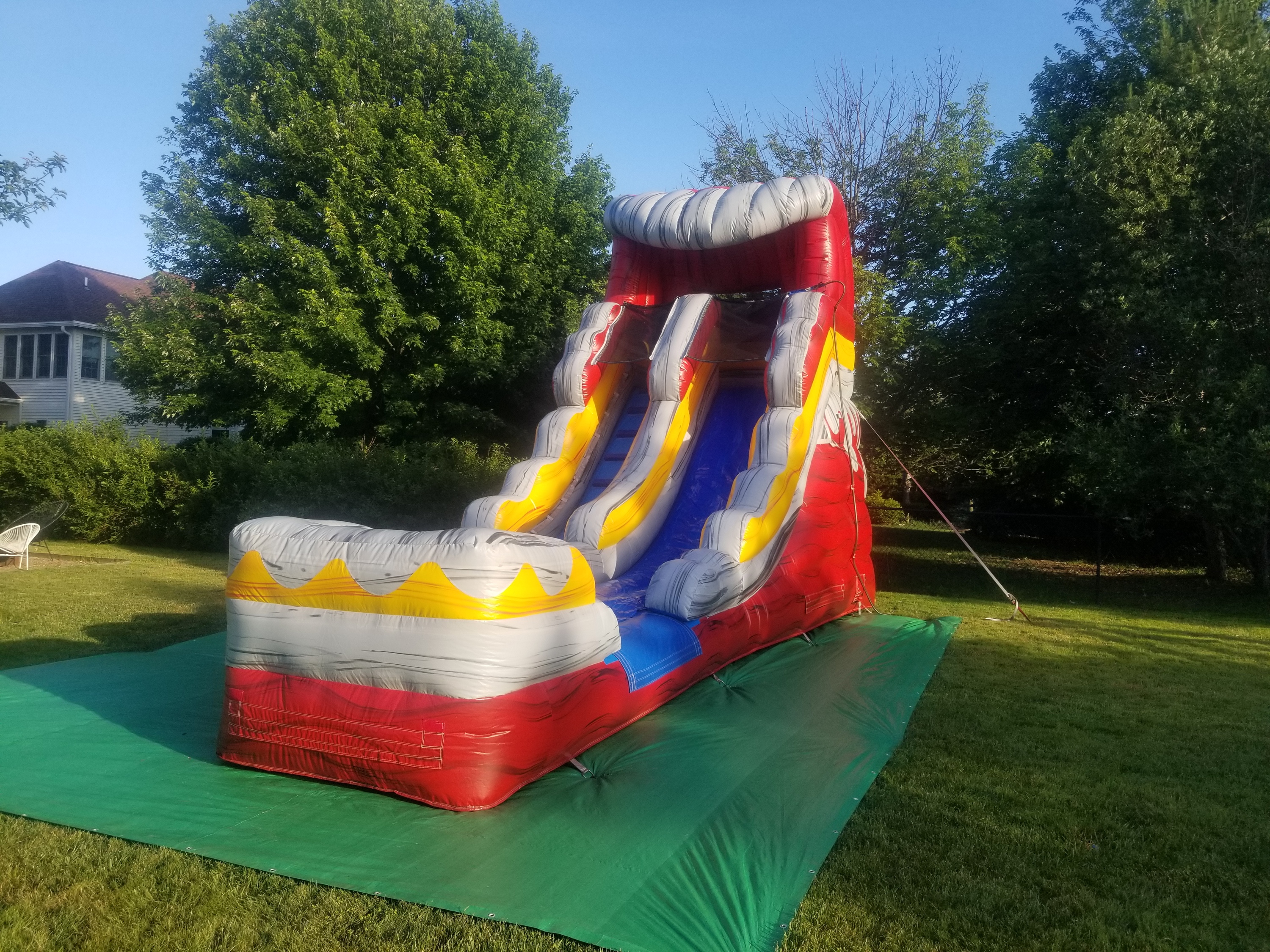 Big red water slide used for a graduation event