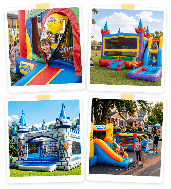 Popular bounce house themes collage