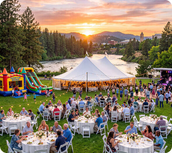 Event tents, tables and chairs at a Spokane gathering